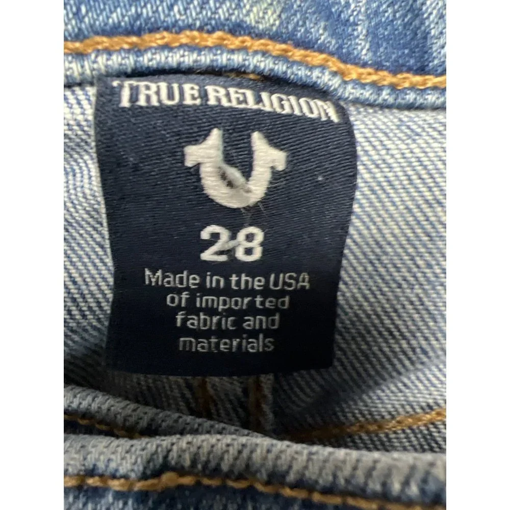 True Religion Low Rise Distressed Light Blue Relaxed Skinny Jeans Size 28 - Picture 9 of 10